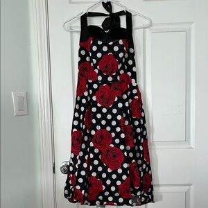 Black and White vintage Polka Dot Dress with Red Roses (s)